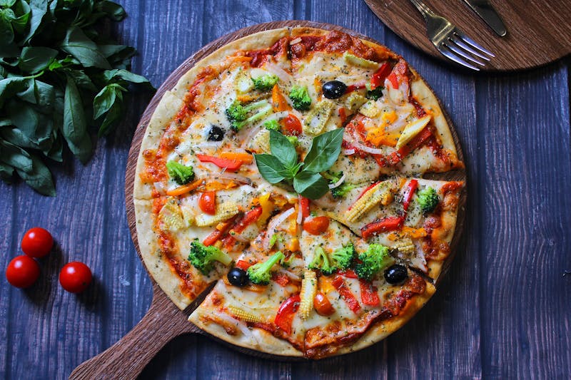 Meat lovers pizza loaded with sausage and pepperoni